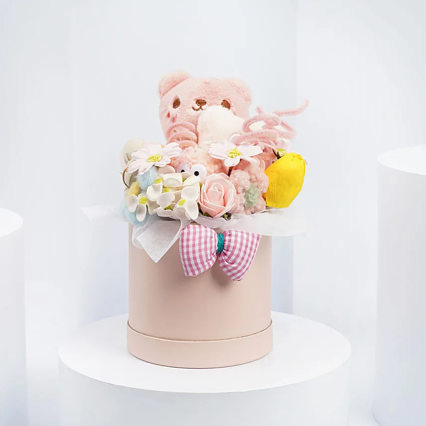 Mixed Soap with Pink Teddy in a Pink Box