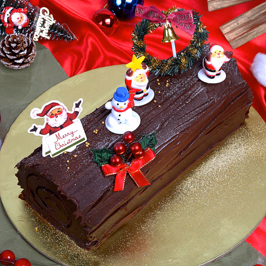 Decorative Chocolate Log Cake