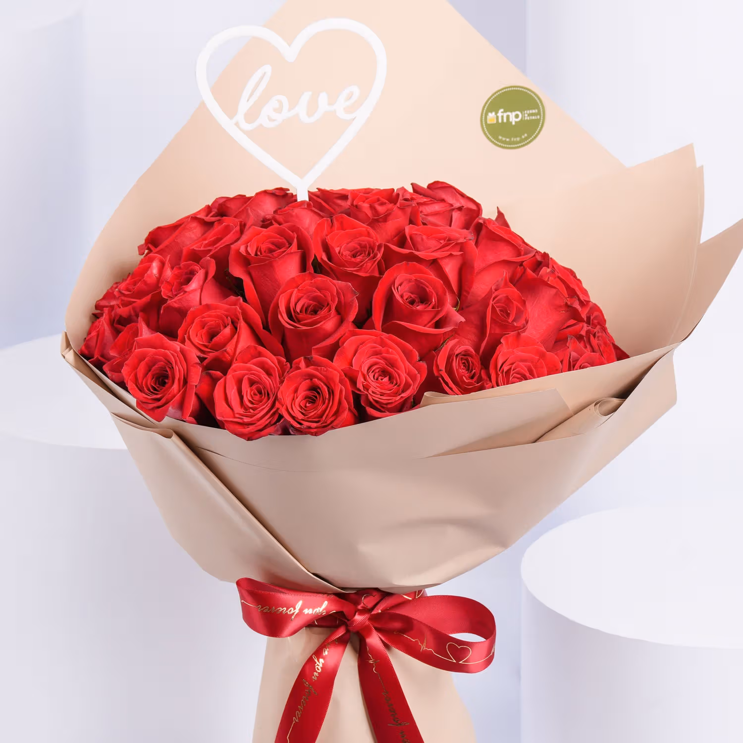 Luxurious 50 Red Roses with Heart Topper – Ultimate Expression of Love