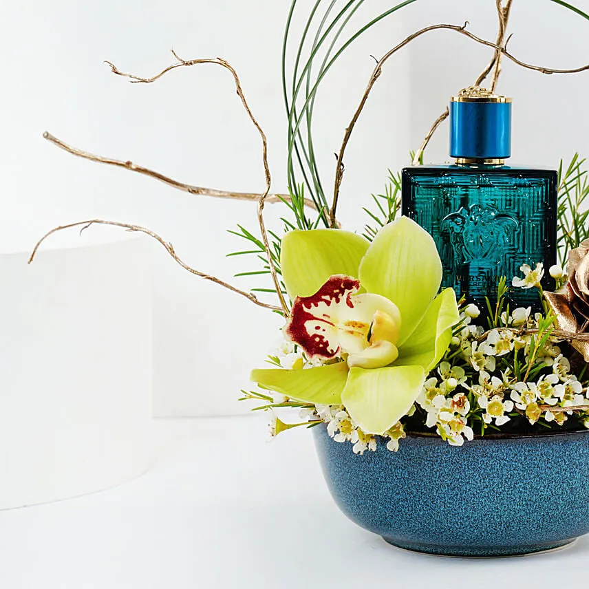 Versace Eros Perfume & Floral Arrangement