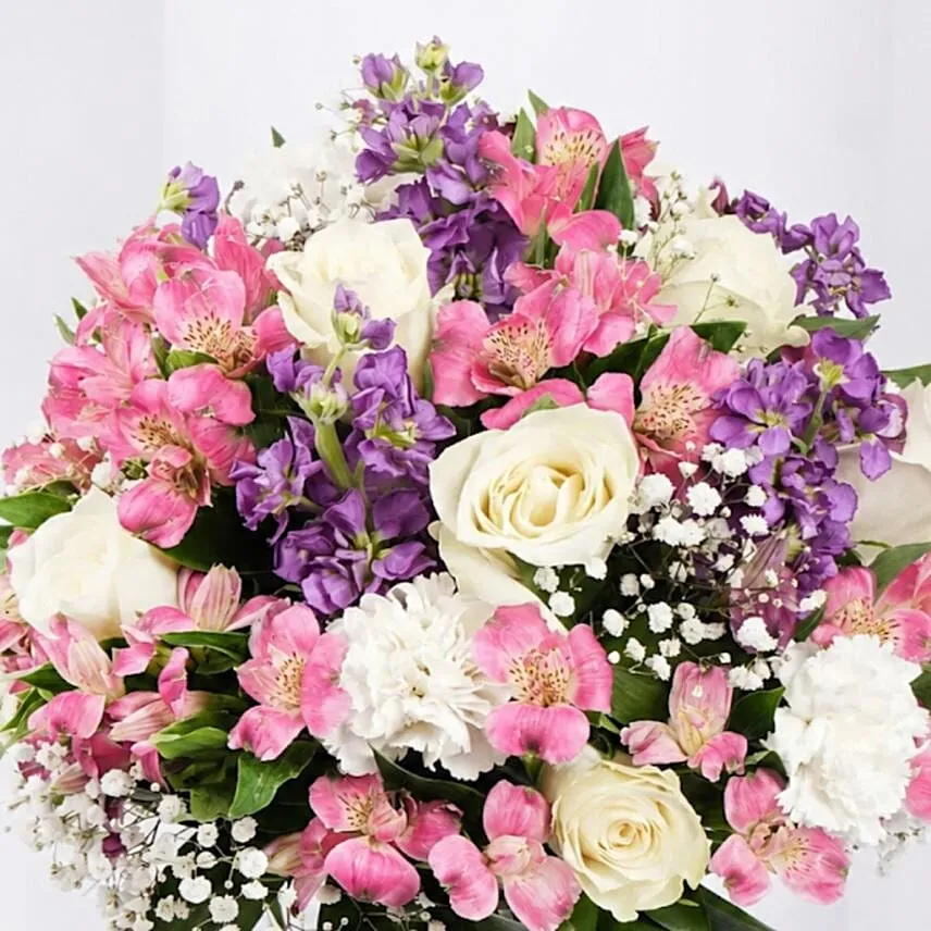Exotic Purple White Flowers Vase