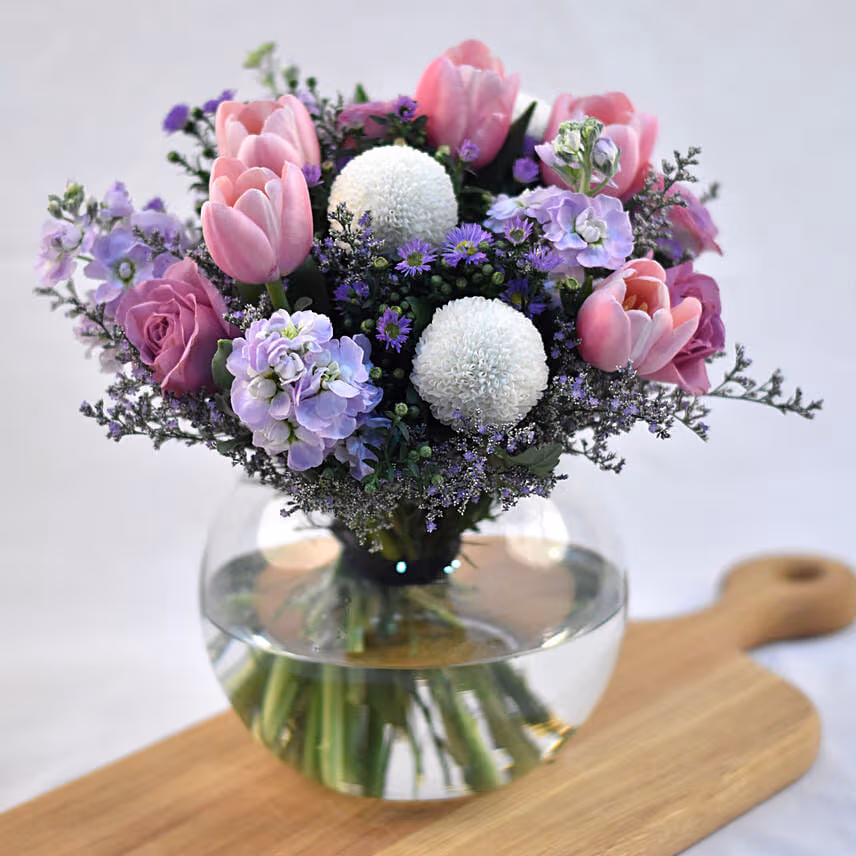 Blissful Flowers Fish Bowl Vase