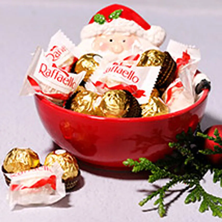 12 Chocolates In Santa Bowl