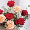 Exquisite Blend of Red and Peach Roses in a Luxury Box