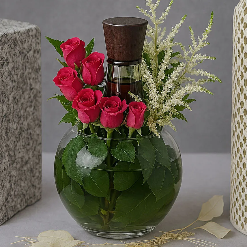 Burberry Touch Perfume and Flowers Arrangement