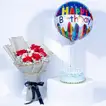 Deluxe Birthday Combo: Rose Bouquet, Red Velvet Cake & Balloon
