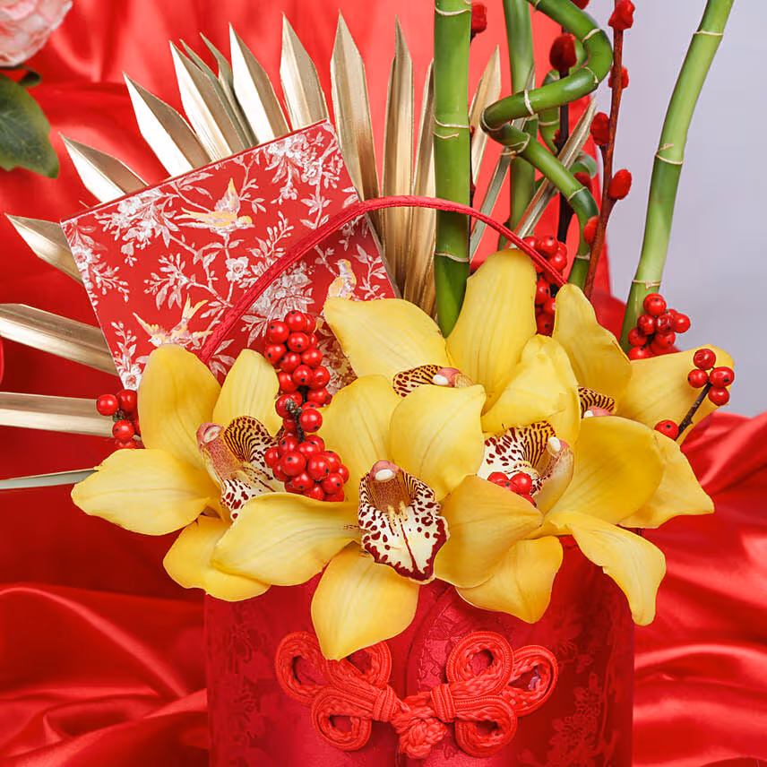 CNY Lucky Bamboo Chocolate & Flower Box