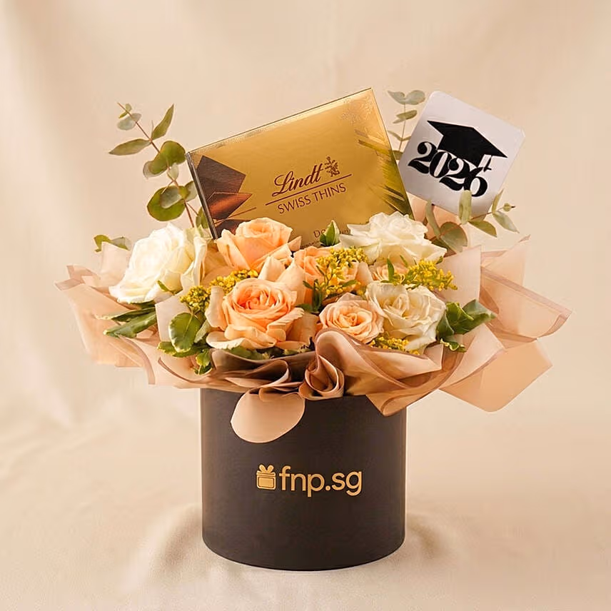 Premium Lindt Swiss Chocolate and Flowers 2026 Graduate Gift Box