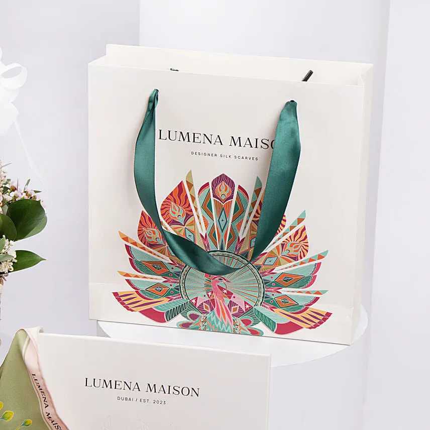 Lumena Maison UAE Botnicals Sage Green Silk Scarf