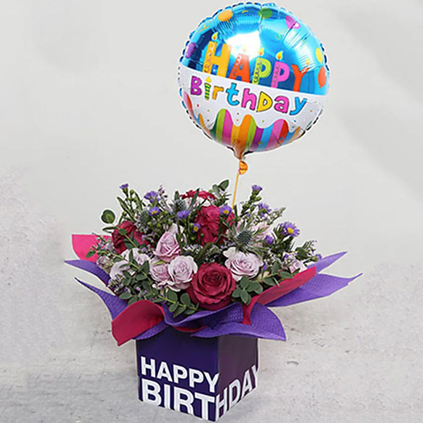 Birthday Flower Arrangement With Teddy Bear