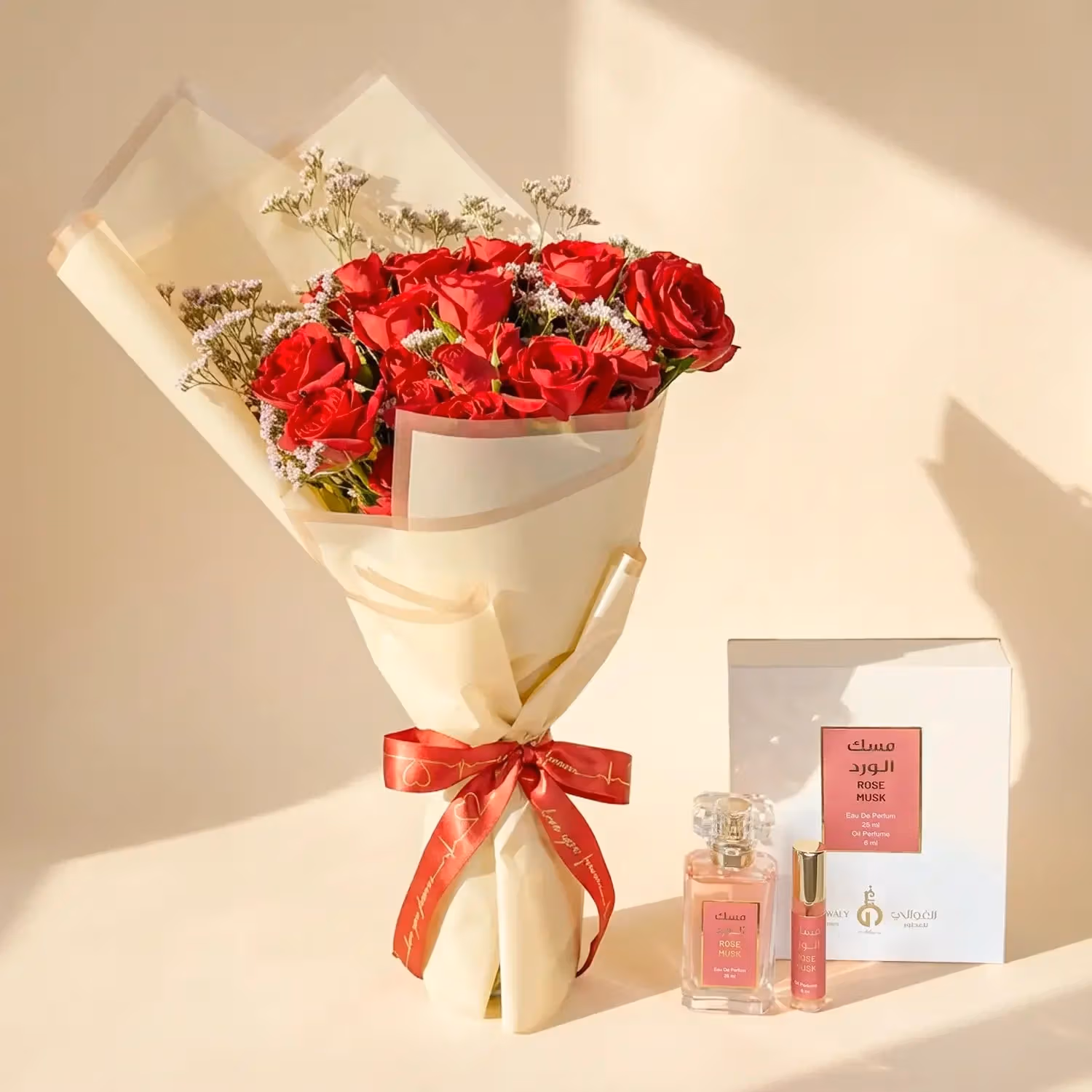 Love in Bloom Combo: Red Baby Roses - Rose Musk