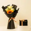 Luxurious Godiva Mini Royal Box with Sunflowers & White Roses Bouquet