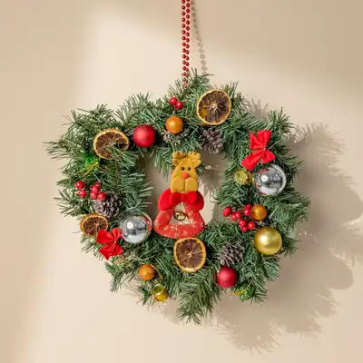 Luxurious Christmas Wreath with Festive Decorations