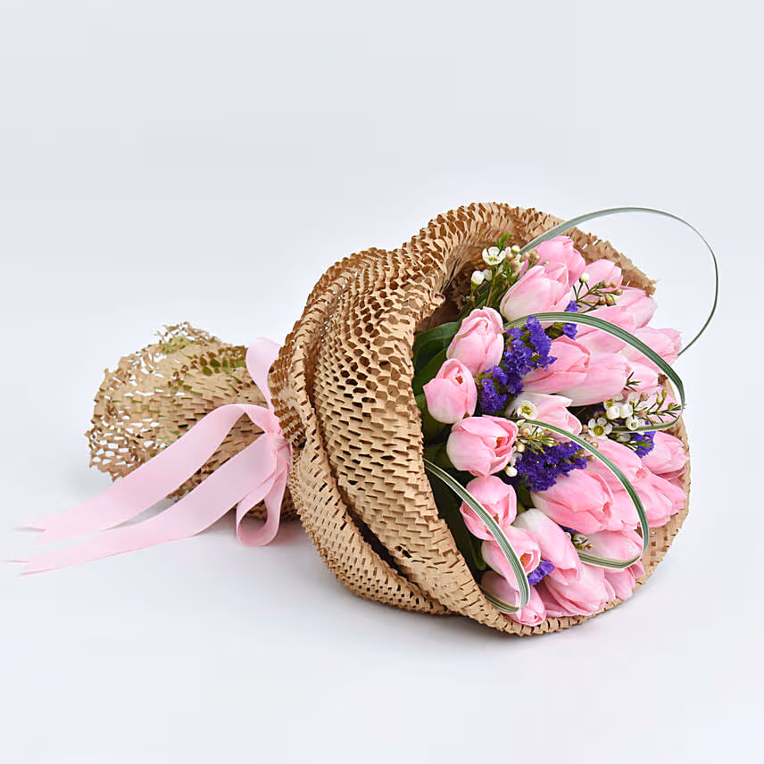 Thirty Pink Tulips Bouquet