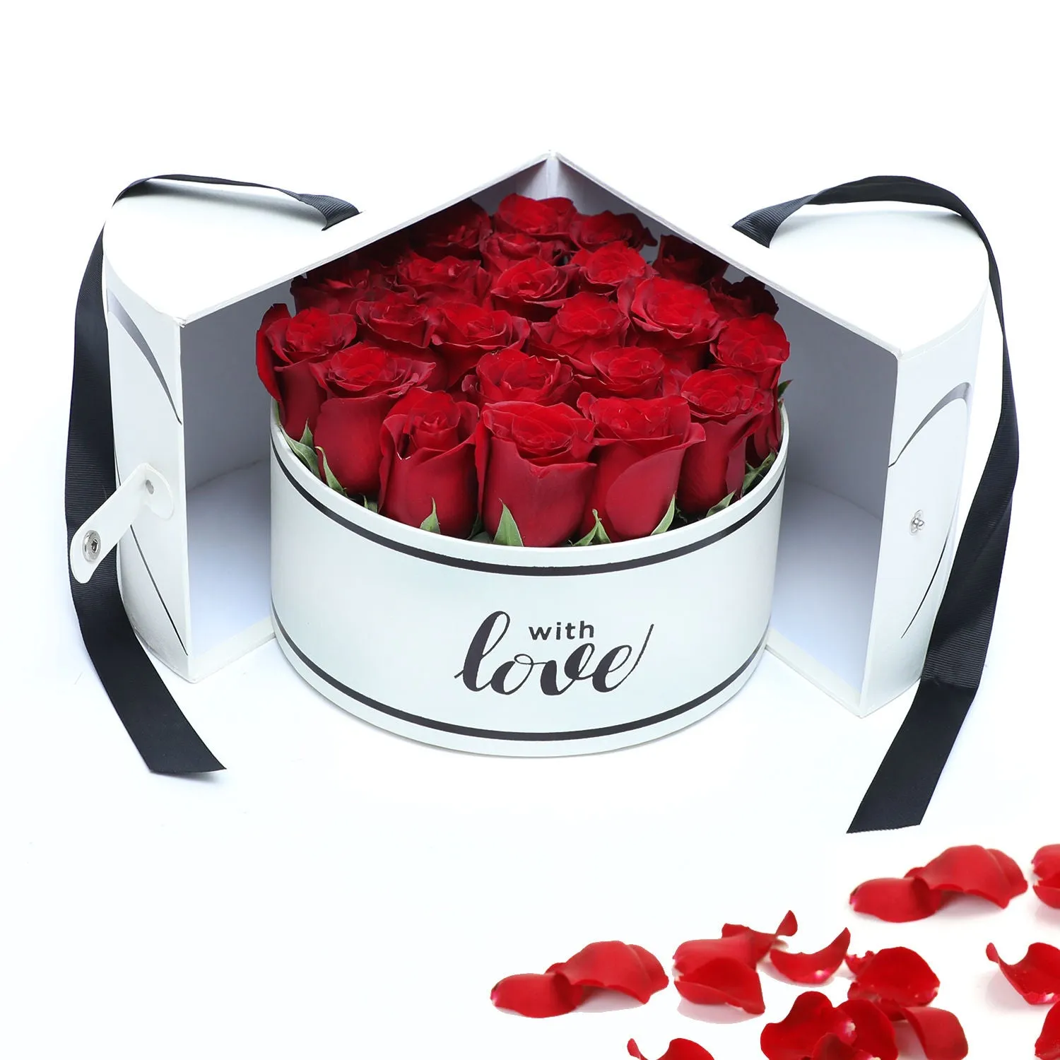 Red Roses in White Box