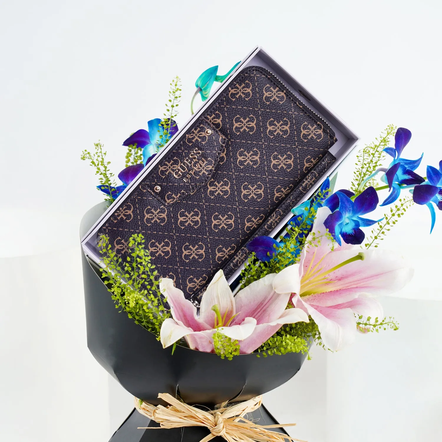 Guess Wallet For Her With Lily n Orchid Bouquet