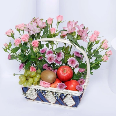 Exquisite Healthy Choice Basket: A Floral and Fruit Delight
