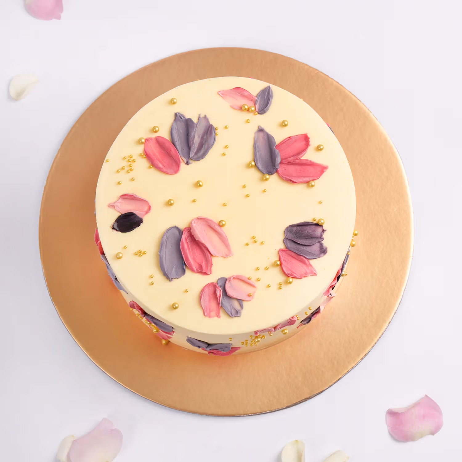 Elegant Purple & Pink Petals Chocolate Cake - Perfect for Celebrations