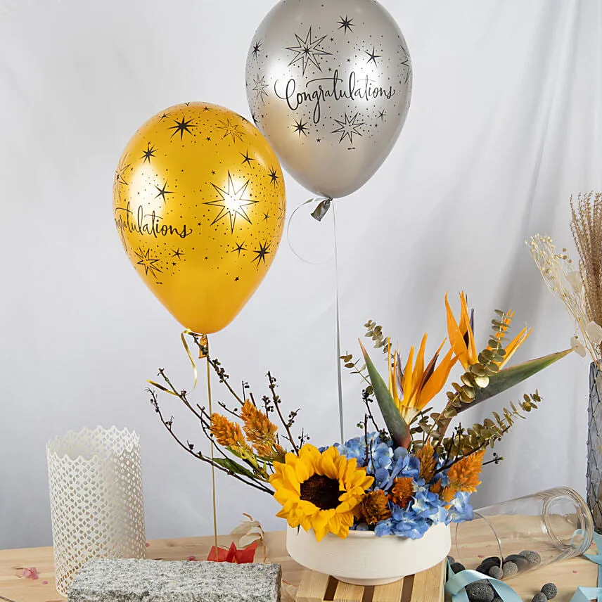 Congratulations Flowers and balloons Combo