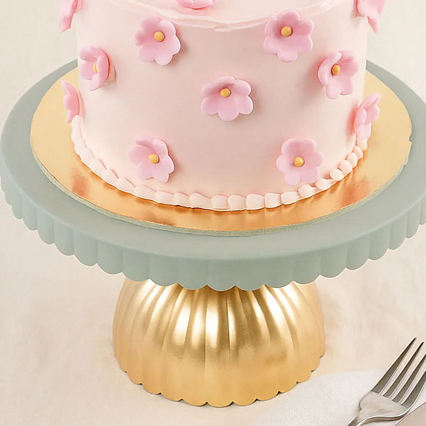 Pink Flowers Celebration Cake Strawberry