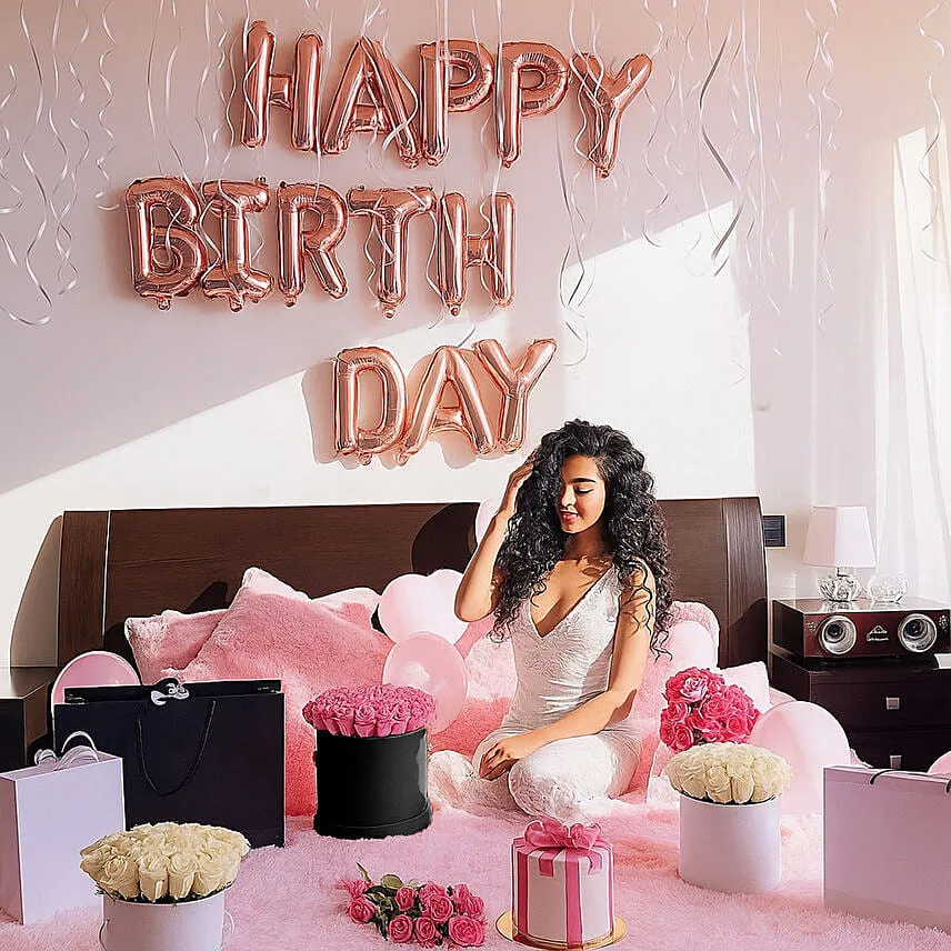 Happy Birthday Premium Decor With Customisable Cake