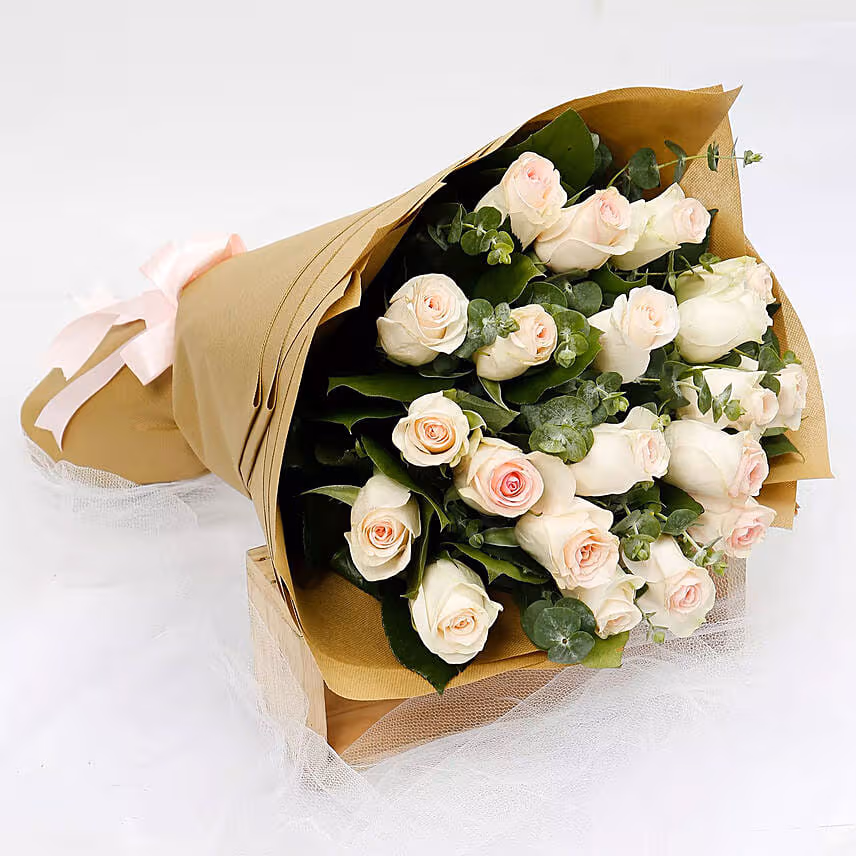 Blissful 20 Peach Roses Bouquet