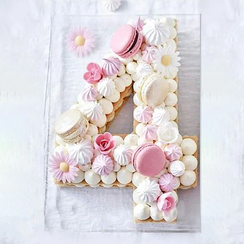 Number 4 Designer Macarons Cake