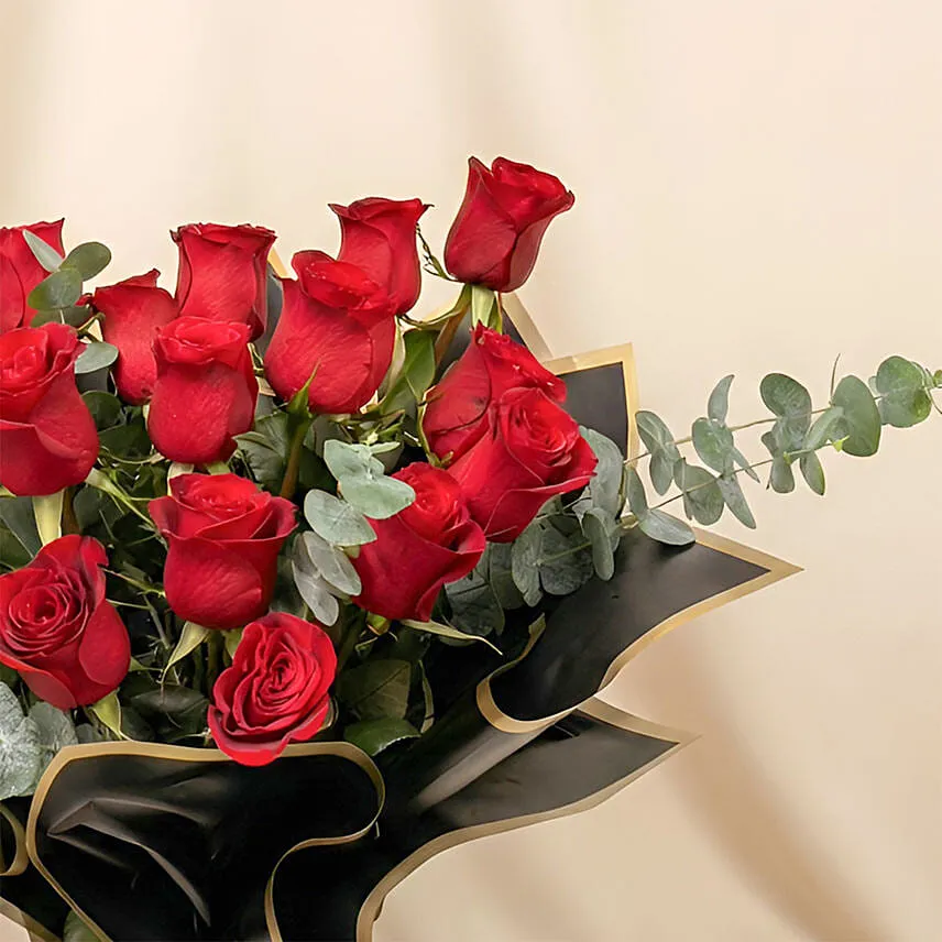 Beautiful Bouquet Of 24 Red Roses For Valetines Day