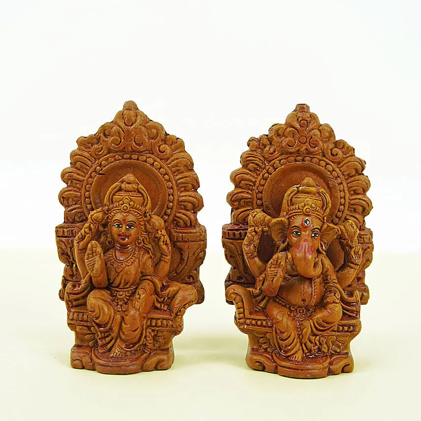 Laxmi N Ganesha Idols Brown Color