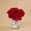 Elegant Red Rose Bouquet with Stylish Ceramic Vase and Love Topper