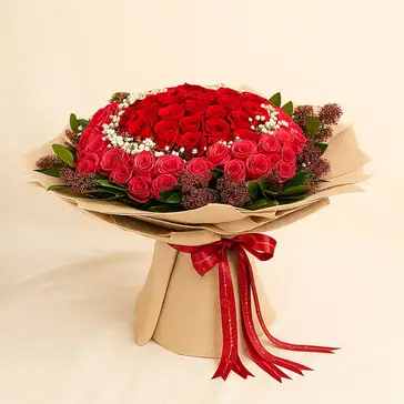 75 Roses and Skimmia Bouquet