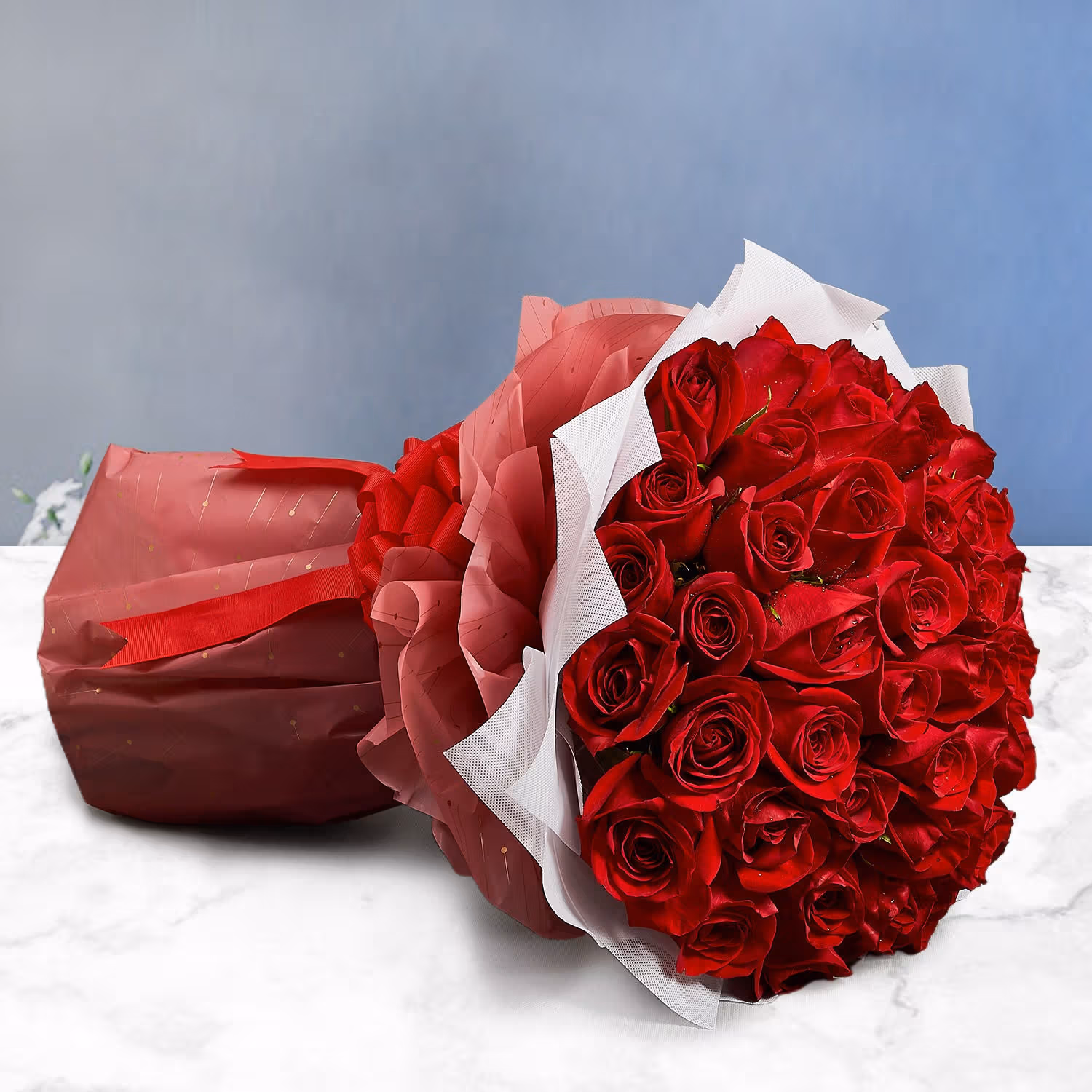 Majestic Roses: Elegant Bouquet of 50 Red Roses