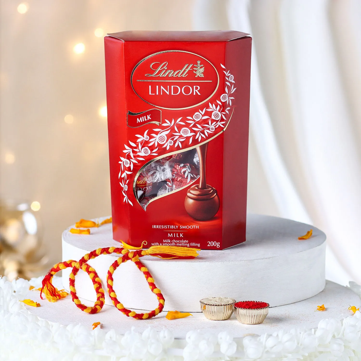 Sacred Bhaidooj Premium Chocolate Gift Set with Lindt Lindor and Traditional Mauli