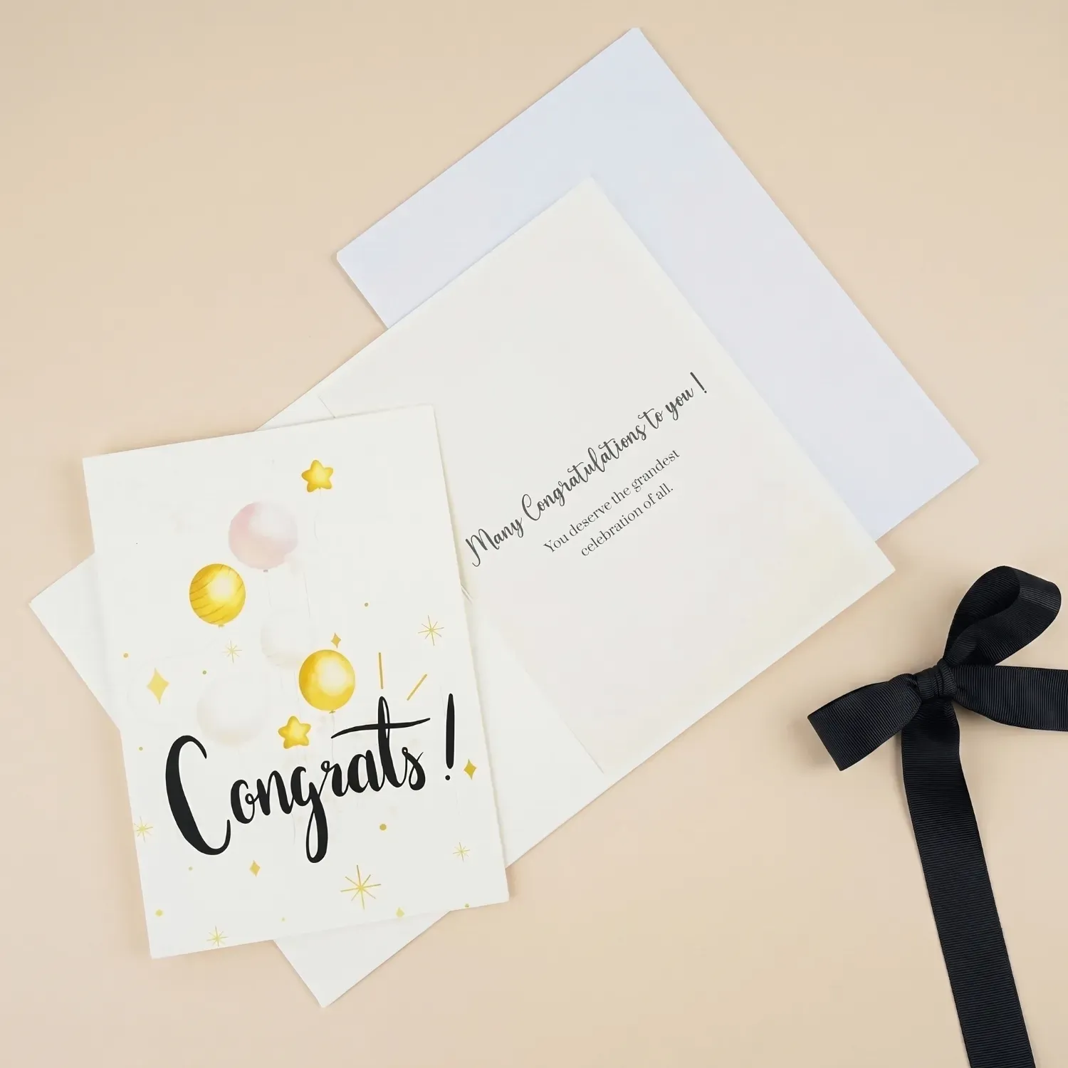 Elegant Congratulations Greeting Card with Balloons and Stars