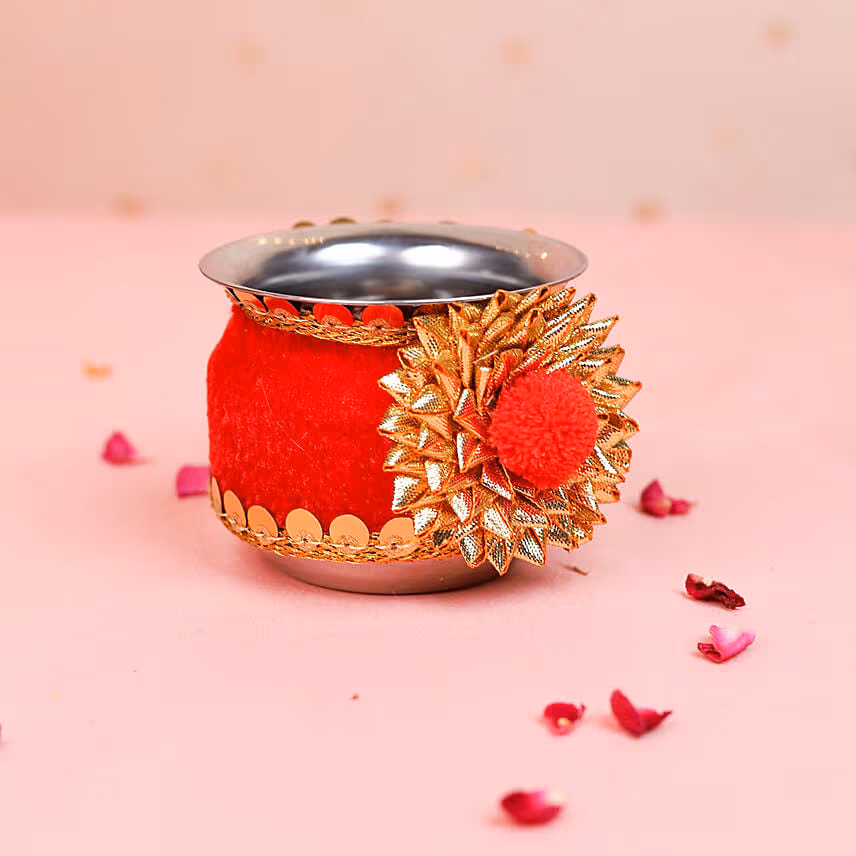 Red Karwa Chauth Pooja Thali Set