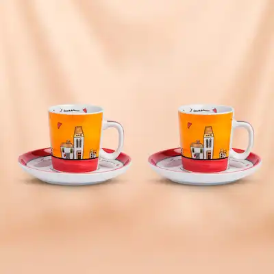 Egan Le Casette Red Espresso Cup Set | Italian Charm in 2 Pieces