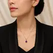 Elegant Purple Glow Silver Necklace with Round-Cut Crystal Pendant