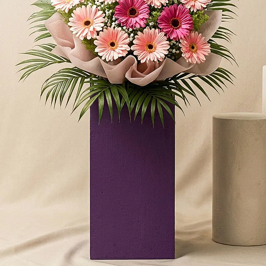 Light N Dark Pink Gerberas Flower Stand