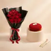 Love Expression Red Rose Bouquet n Red Cake