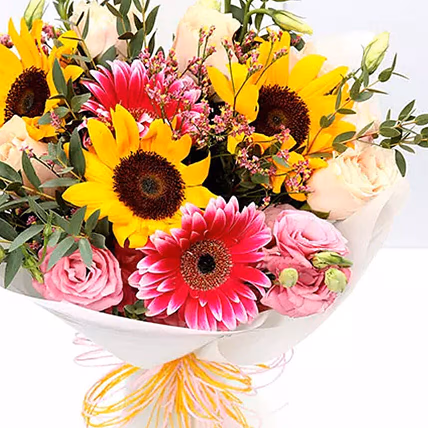 Roses and Sunflower Bunch