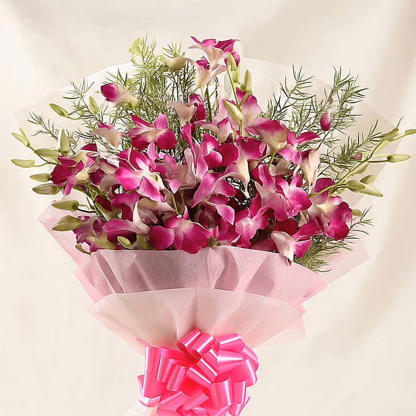 Ten Attractive Purple Orchids Bouquet