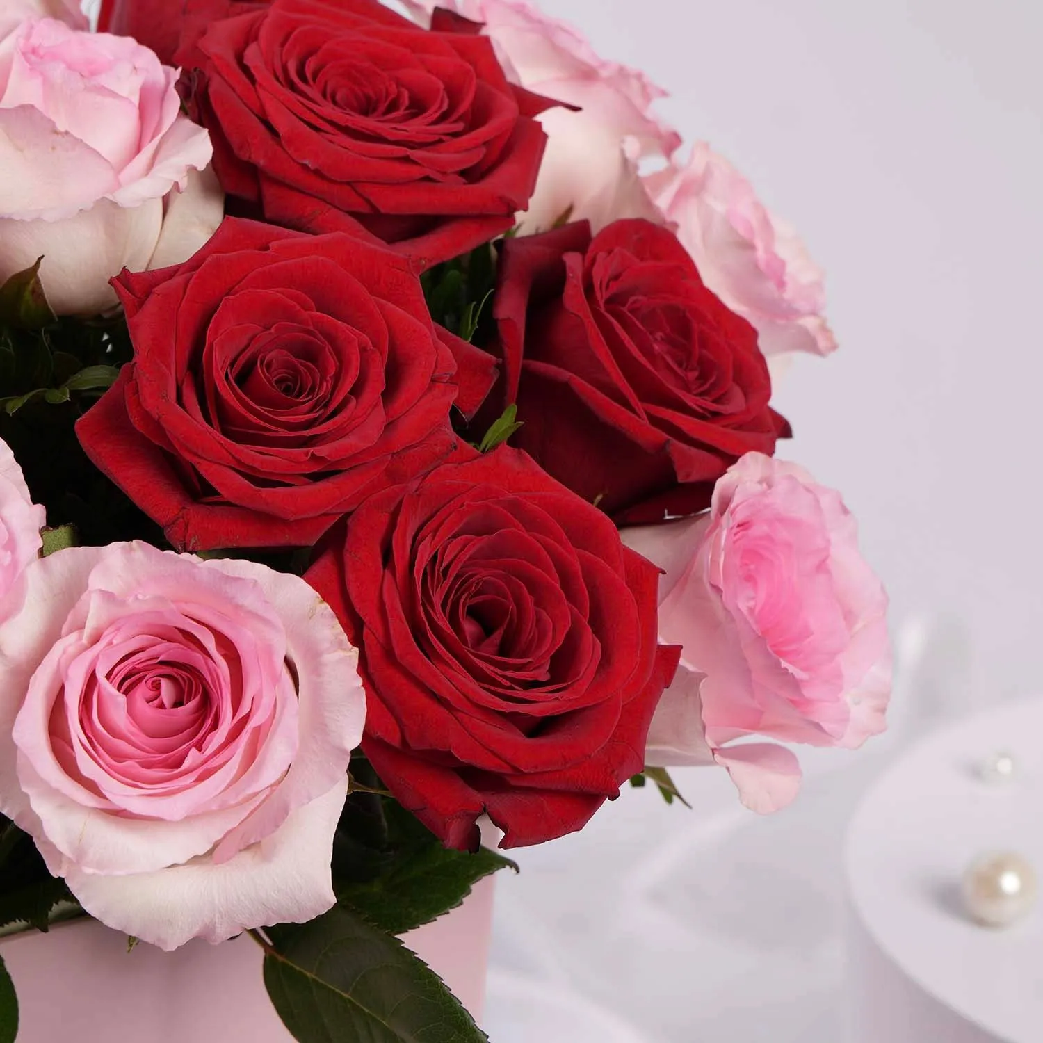 Romantic Love Medley Roses in Elegant Pink Box