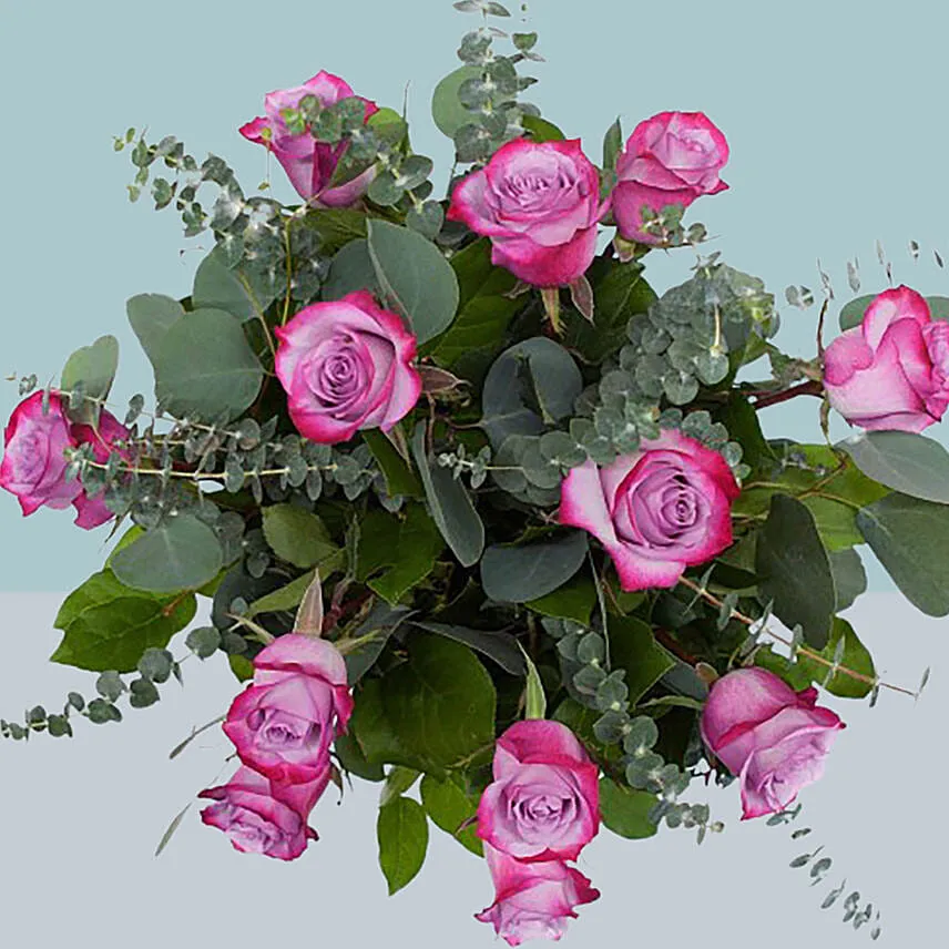 12 Timeless Purple Roses Glass Vase Arrangement