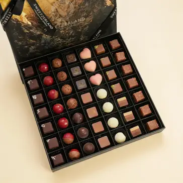 Luxury Genève Black Chocolate Box - 49 Premium Organic Pieces by Sweetzerland