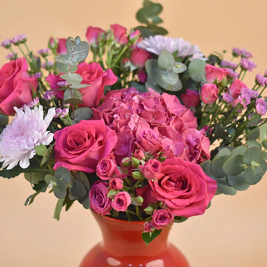 Charming Blooms Red Oval Vase