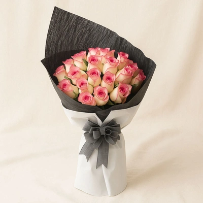 35 Dual Shade Pink Roses Bouquet - 100 Stems