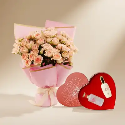 Forever Love for Mom: Peach Roses & Little Hearts Gift Set