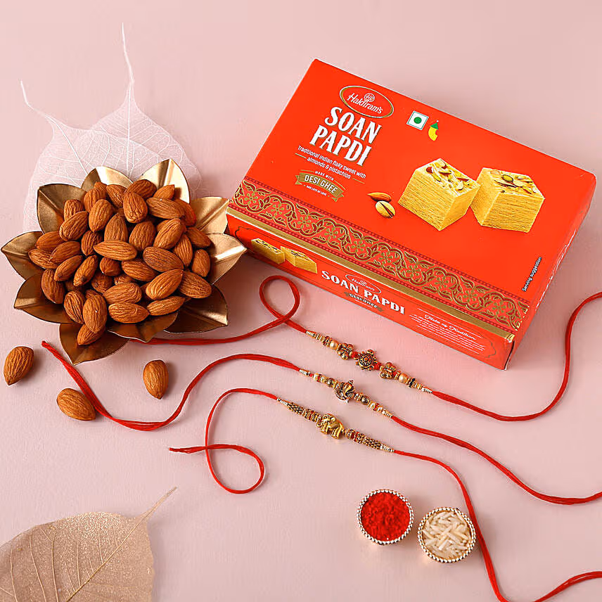Sneh Feng Shui Rakhi Set With Soan Papdi & Almonds