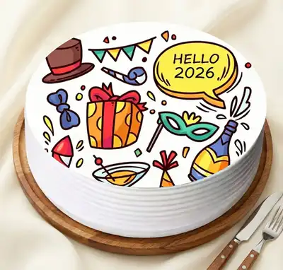 Delectable New Year Vanilla Cake - 500 Grams
