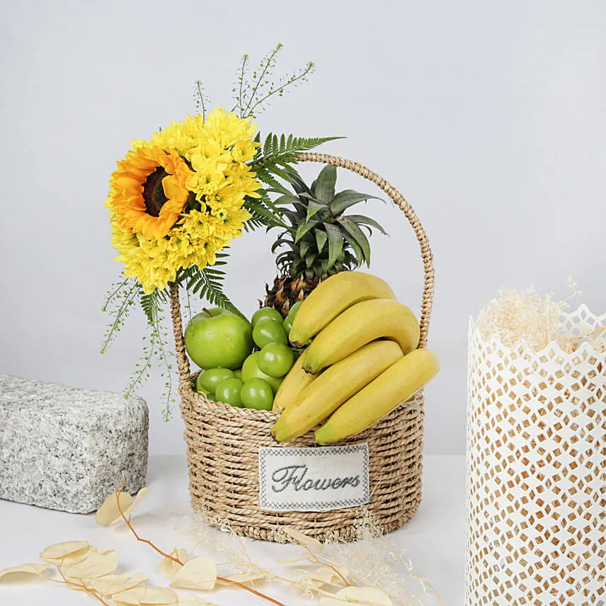 Wellness Basket Flowers and Fruits